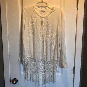 Embroidered Fringe Top